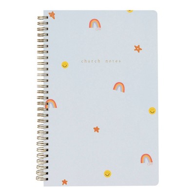 Church Notes 160pg Ruled Spiral Notebook 10.25"x6.25" Happy Icons