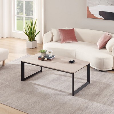 Rosary Blenn Industrial Coffee Table – Triangular Metal Frame