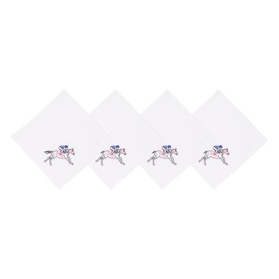 C&F Home Derby Horse Jockey Racing Cocktail Embroidered Napkins Set of 4