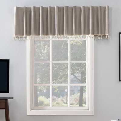 50"x17" Sun Zero Blackout Evelina Faux Dupioni Silk Beaded Tassels Curtain Valance