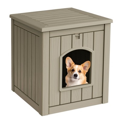 Decksplore All-Weather Resin Dog House Outdoor Shelter for Medium/Small Dogs