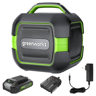Greenworks POWERALL 24V Outdoor Bluetooth Portable Speaker with 2Ah Battery and Charger Green
