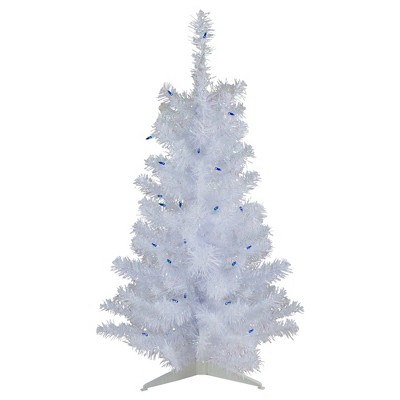 Northlight 3' Prelit Artificial Christmas Tree White Pine Slim - Blue Lights