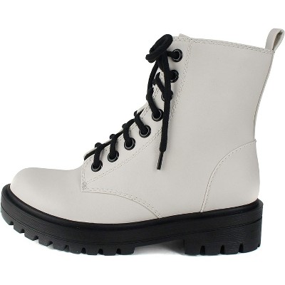 Soda Firm Women Lace Up Combat Boots with Side Zipper