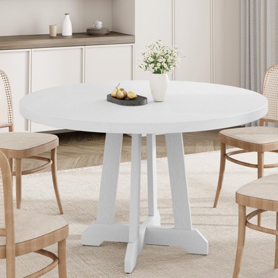 Dining Table for 4 to 6 People, 47 Inch Round Dining Table, Wooden Kitchen Table with Sturty Legs