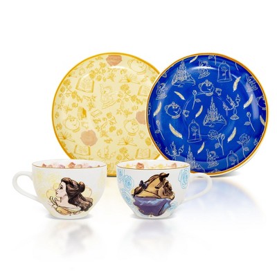 Silver Buffalo Disney Beauty and the Beast Bone China Teacup and Saucer | Set of 2