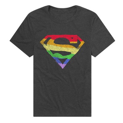 Men's Superman Rough Rainbow Logo T-Shirt