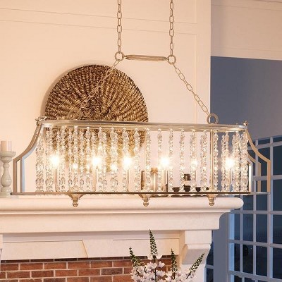 Urban Ambiance Luxury Mediterranean Island/Linear Chandelier,  13.75"H x 38"W,  Antique Silver Finish, UHP2251