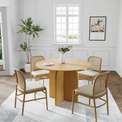 Dovelina Round Dining Table Cross Arched Legs Kitchen Table for 6 People