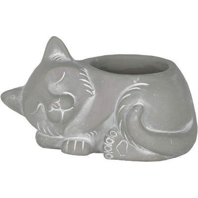 Classic Home and Garden Cement Buddies Indoor/Outdoor Planter with Drainage Hole, Sleeping Cat