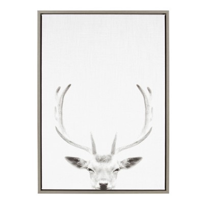 Kate & Laurel All Things Decor Sylvie Deer Framed Canvas Wall Art by Simon Te of Tai Prints