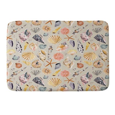 Deny Designs Ninola Design Sea Shells Sand Memory Foam Bath Rug: Woven Polyester, Machine Washable, Non-Slip Backing