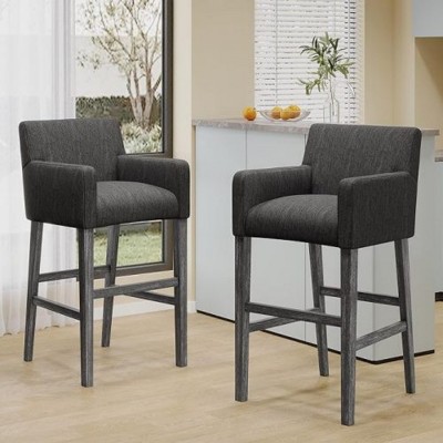30.5 Inch Counter Stool Bar Stool Set of 2,Kitchen Chairs With Armrests,Home Bar Stool With Fabric Upholstered Rubberwood Legs-Cuddlewood
