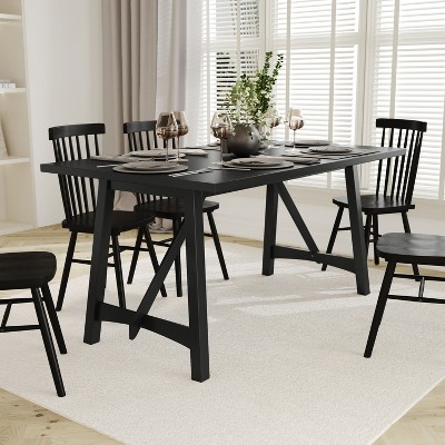 Emma and Oliver Farmhouse Wooden Trestle Base Dining Table