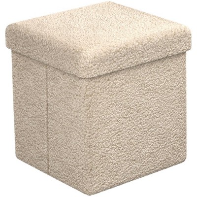 Sorbus 15 Inch Teddy Fabric Foldable Storage Ottoman - Multipurpose Cozy Ottoman, Stool for Living Room, Bedroom, Dorm, and more
