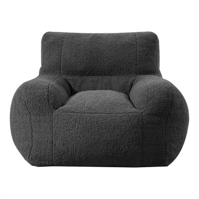 Itopfox Giant Lambswool Bean Bag Chair for Adults, Soft High-Density Foam Filled, Grey Comfortable Bean Bag for Bedroom, Playroom