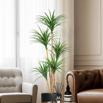 4/5/6FT Artificial Dracaena Tree | Realistic Fake Dracaena Plant | Adjustable Tall Houseplant for Indoor Decor