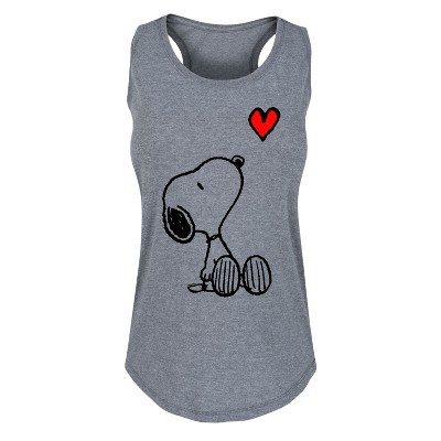 Women's - Peanuts - Valentine's Peanuts Snoopy Heart Graphic Racerback Tank
