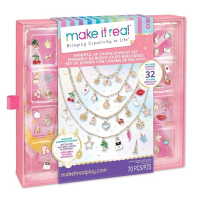 Make It Real Handful of Charm Jewelry Set: Craft Activity Kit with Charms & Metal Chain