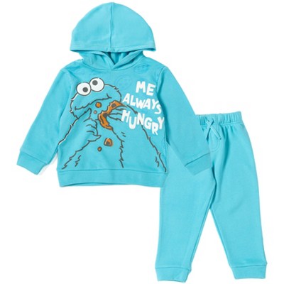 Sesame Street Cookie Monster Infant Baby Boys Fleece Pullover Hoodie and Pants Outfit Set Blue 18 Months