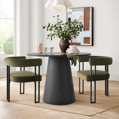 3-Piece Round Dining Table Set,35" Small Dining Table with 2 Upholstered Arm Dining Chairs Breakfast Nook Set for Dining Room-Maison Boucle