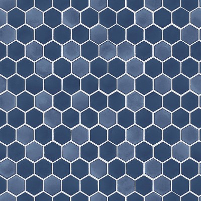 Tempaper & Co.® Hexagon Tile Removable Peel and Stick Wallpaper, Shades of Sapphire, 28 sq ft: Vinyl, Self-Adhesive, Geometric Design