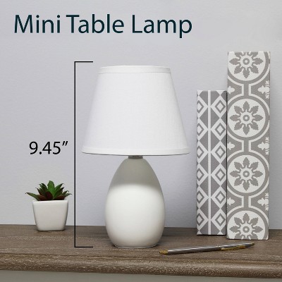 Simple Designs 9.45" Mini Egg Oval Ceramic Table Lamp with Matching Shade (Includes LED Light Bulb)