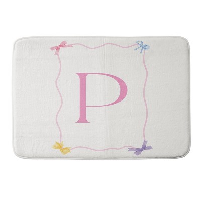Deny Designs April Lane Art Simple Bow Monogram Memory Foam Bath Mat