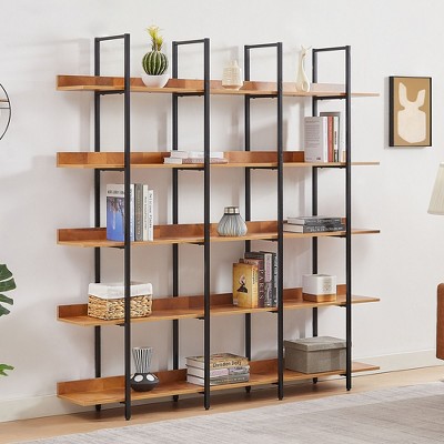 NicBex 5-Tier Bookshelf with Metal Frame,Open Storage Shelves with Industrial Style,Bookcase with MDF Board,Book shelf for Living Room&Office
