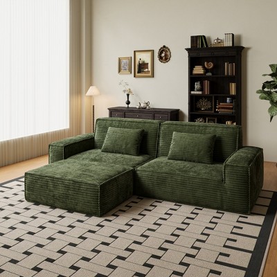 106.3" L-Shaped Sectional Sofas, Modern Full-Sponge Sectional Couch with Foot Pedal, High Rebound, Vacuum Packed for Living Room or Apartment