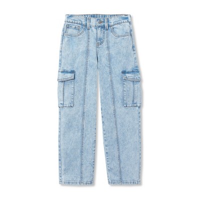 Lands' End Kids Denim Cargo Wide Leg Jeans