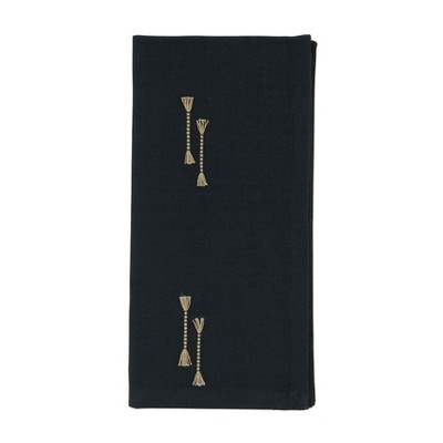 Saro Lifestyle Fringe Detail Table Napkins With Line Design (Set of 4)