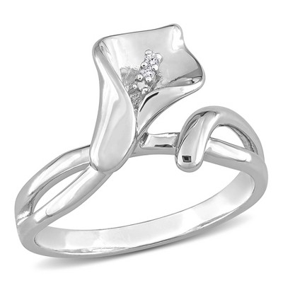 EVERLY JEWELRY | Sterling Silver Diamond Calla Lily Ring