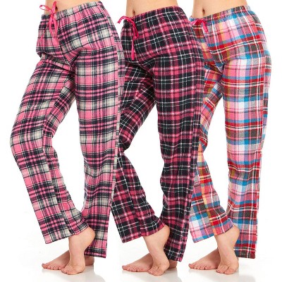 Daresay Women's Flannel Pajama Pants With Pockets- Set of Pajama Pants for Women, Soft, Comfy, Plaid Pants for Lounge & Sleep, Pack Of 3