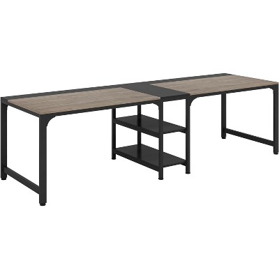 Tribesigns 90.6" Double Desk with Storage Shelf, Two Person Computer Desk for Home Office