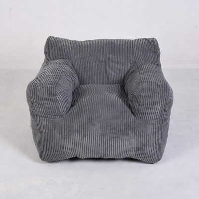 DSVIMOY Accent Chair Bean Bag Sofa with Tufted Soft Stuffing and Pocket for Living Room or Bedroom, Gray, 17.7"*15.8"*14.6"