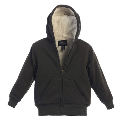 Gioberti Boy's Faux Shearling Lined Zip Up Fleece Hoodie Jacket