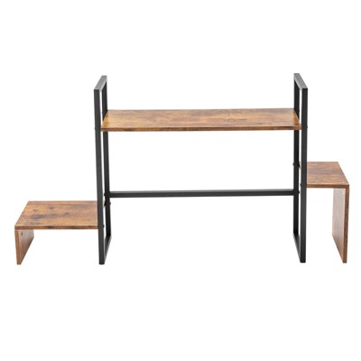 YIYIBYUS 2 Tier Countertop Hutch Display Shelf Desk Hutch Storage Organizer for Office Home