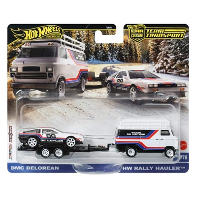 Hot Wheels DMC Delorean & Rally Hauler Team Transport Premium