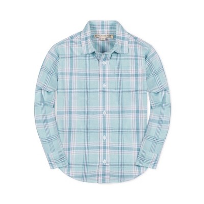 Hope & Henry Baby Boys' Linen Long Sleeve Button Down Shirt, Infant