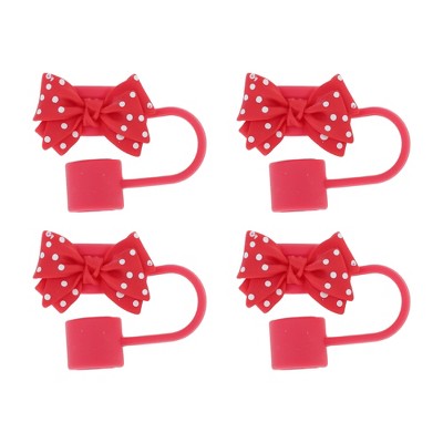 Unique Bargains Spotted Butterfly Straw Cover Cap 4 Pcs
