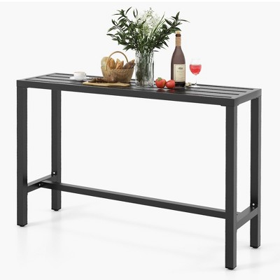 Costway Outdoor Metal Bar Table Patio Rectangular Counter Height Dining Table Black