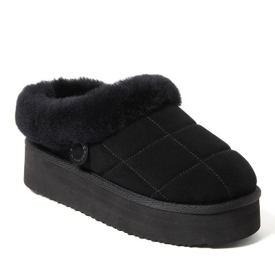 Fireside by Dearfoams Women's Bendigo Genuine Shearling Quilted Platform Clog Slipper