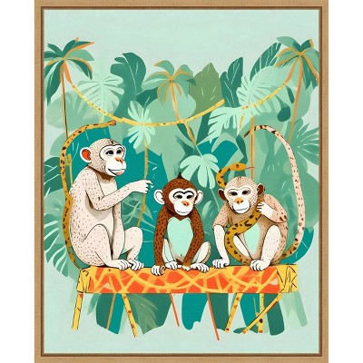 Amanti Art Monkey Play Date by Uma Gokhale Framed Canvas Wall Art