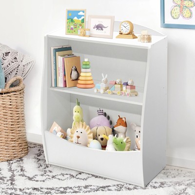 Kids Bookshelf - Book Storage Organizer, 2-Tier Kids Bookcase with Open Compartments for Bedroom, Livingroom, Playroom
