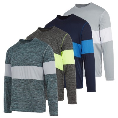 DARESAY Dri-Fit Long Sleeve T Shirts for Men-Moisture Wicking, Quick Dry Tees, Pack of 4