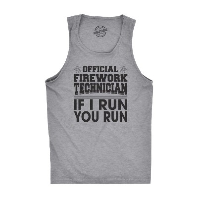 Mens Fitness Tank Official Firework Technician Tanktop Funny Fourth Of July Tee for Guys - Crazy Dog Men's Tank Top For Fourth Of July