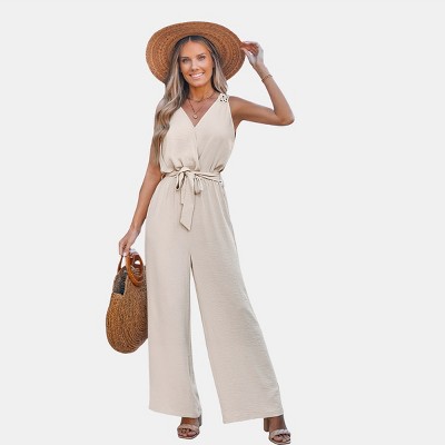 Women's Chic Sleeveless Wide-Leg Jumpsuit with Tie Waist - Cupshe
