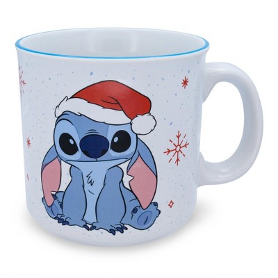 Silver Buffalo Disney Lilo & Stitch Santa Hat Ceramic Camper Mug | Holds 20 Ounces