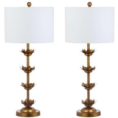 Lani Leaf Table Lamp (Set of 2) - 32 Inch Height - TBL4016 - Gold/White - Safavieh